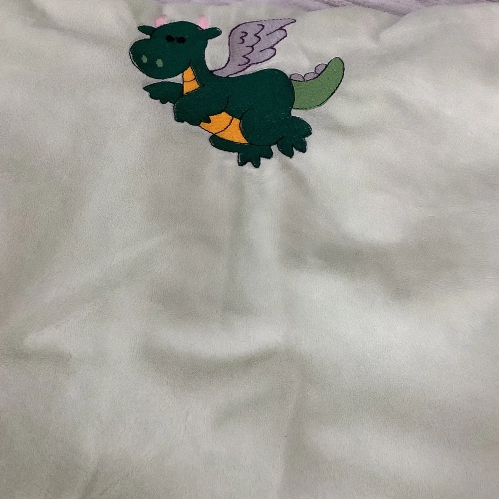 Carter's Dragon Baby Blanket Satin Trim‎ Plush Security Green Lovey Retired